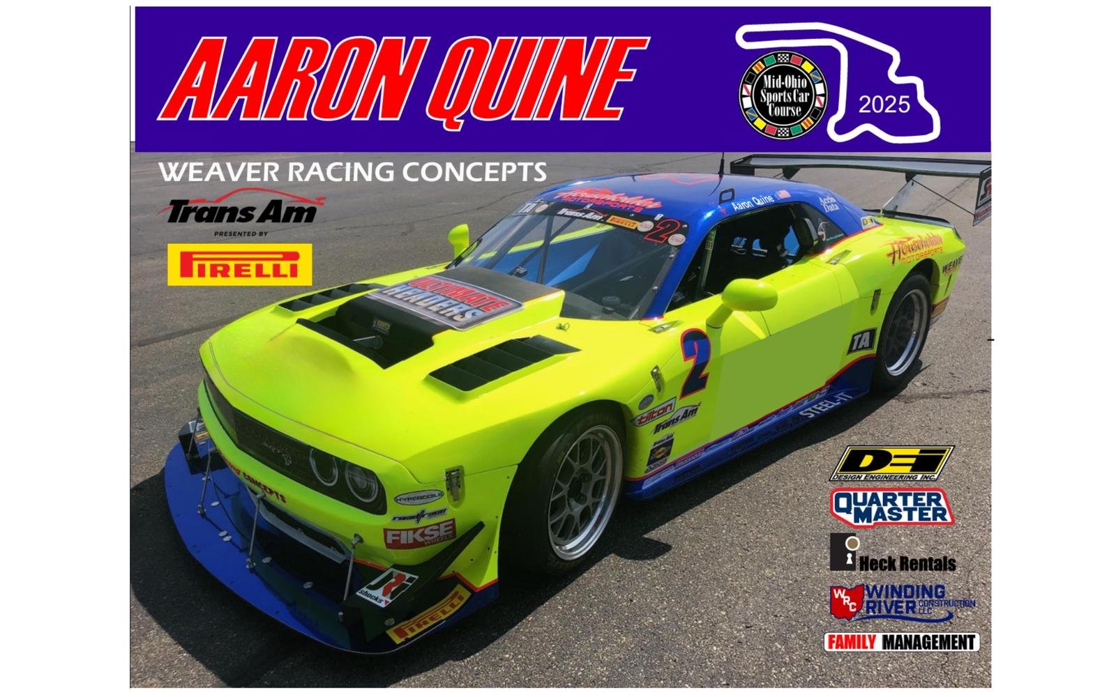Aaron Quine Returning to Trans Am Series in Team Weaver  TA Dodge Challenger
